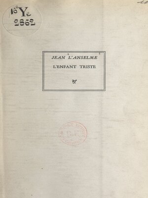 cover image of L'enfant triste